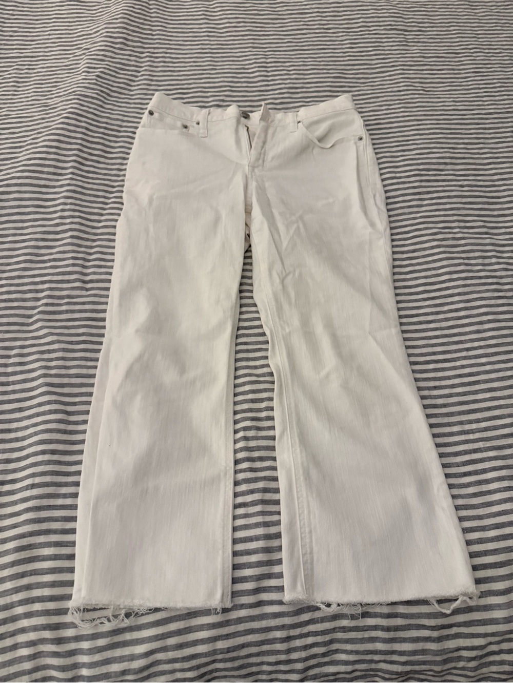 J. Crew White Wide-Leg Jeans with Raw Hem